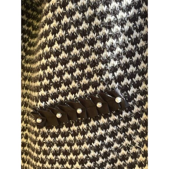 JM Collection Black Silver Thread Sweater Cardigan Jacket Size PM Cotton Blend - Picture 4 of 13